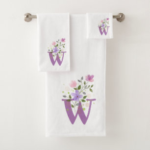 Letra inicial W Plus Floral Design Bath Set