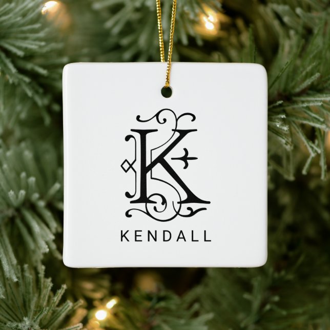 Letra K Elegant Monograma Ornamento de Navidad (Árbol)