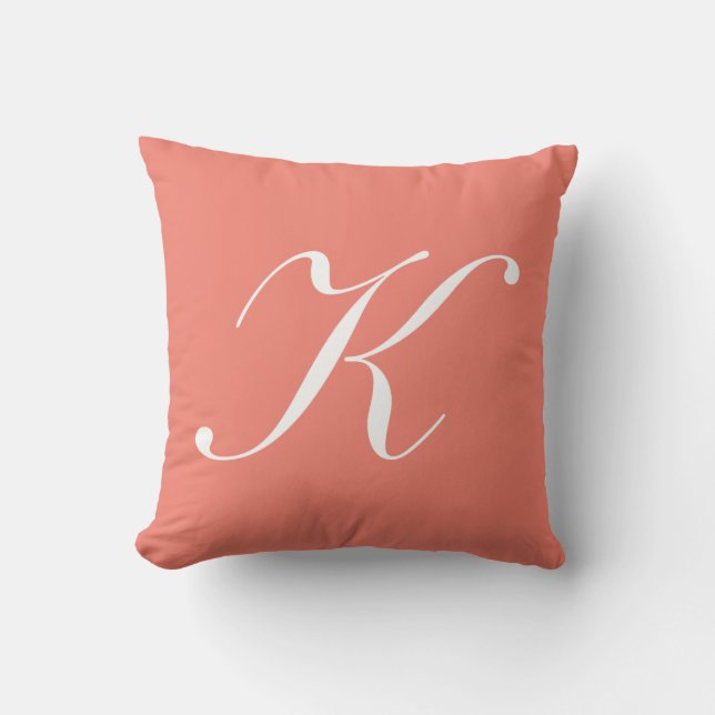 Letra K monograma coral almohada (Anverso)