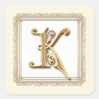 Letra K - sello de Boda formal clásico de oro y en