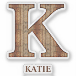 Letra K textura de madera con Pegatina de nombre p
