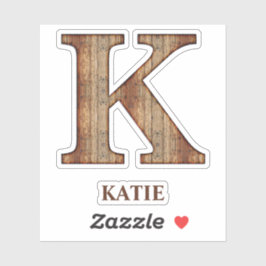 Letra K textura de madera con Pegatina de nombre p