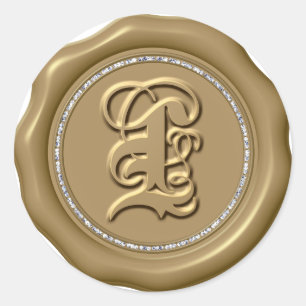 *~* Letra L Diamond Circle GOLD Wax Seque Pegatina