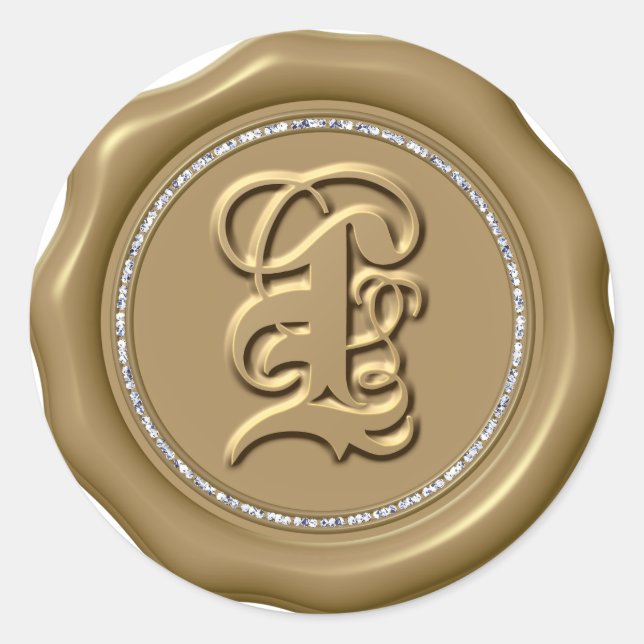 *~* Letra L Diamond Circle GOLD Wax Seque Pegatina (Anverso)