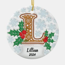 Letra L Nombre personalizado Navidades Ornamento c
