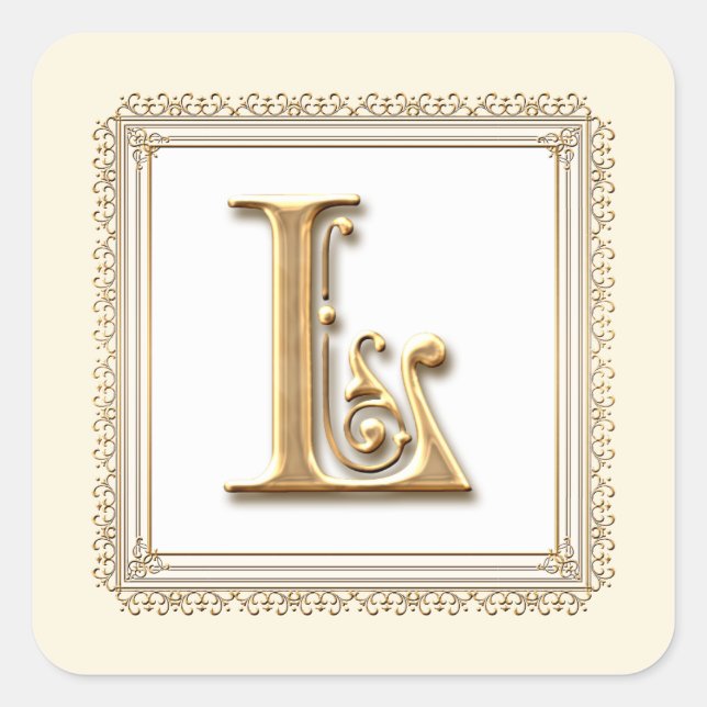 Letra L - sello de Boda formal clásico de oro y en (Anverso)