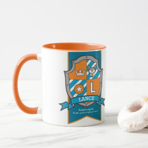 Letra L taza conocida anaranjada de la lanza del
