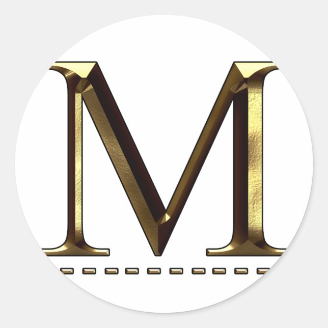 Letra M dorada monograma Tu Calcomanía (Anverso)