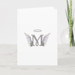 Letra M Monograma inicial con Angel Wings & Halo