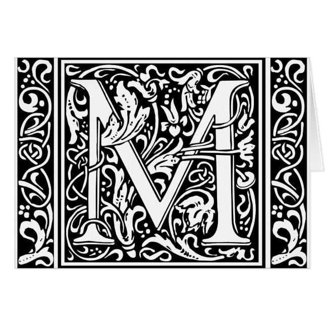 Letra M Monograma medieval Art Nouveau (Anverso (Horizontal))