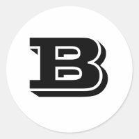 Letra mayúscula B Pegatinas redondos blancos por J