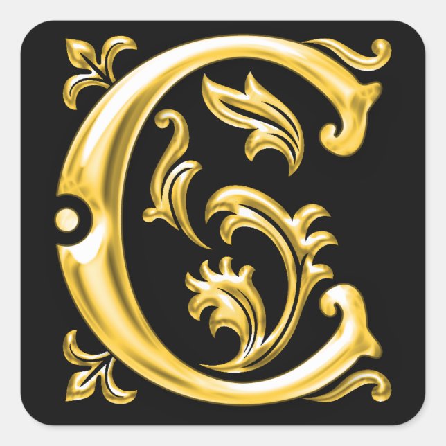 Letra mayúscula C inicial Pegatina en oro (Anverso)