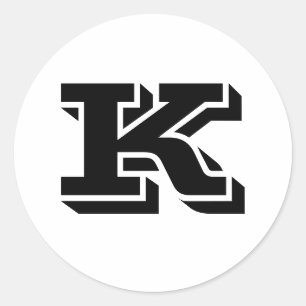 Letra mayúscula K Pegatinas redondos pequeños po