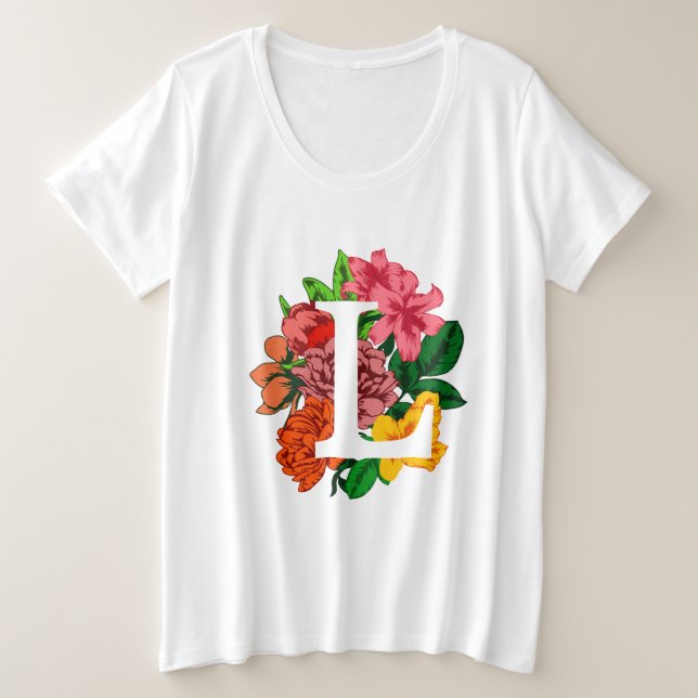 Letra mayúscula L monograma floral (Anverso del diseño)