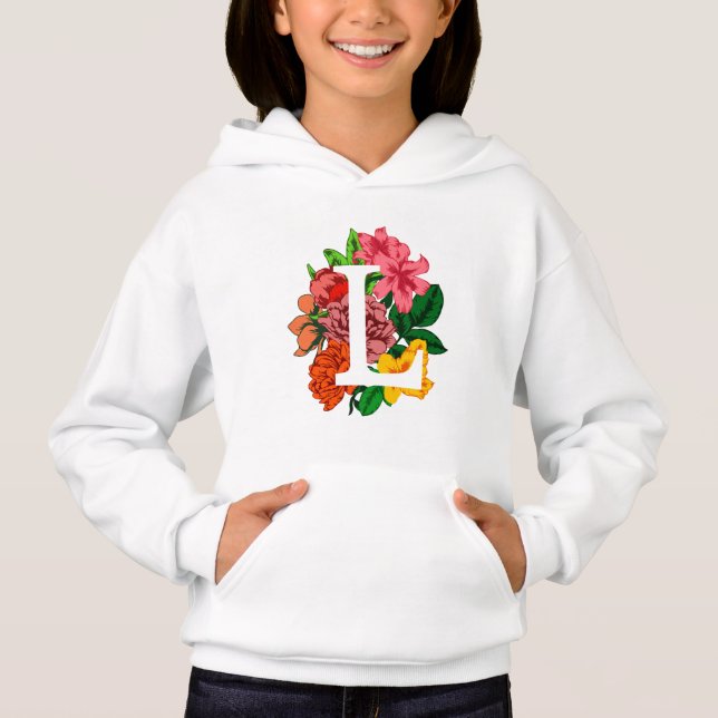Letra mayúscula L monograma floral (Anverso)