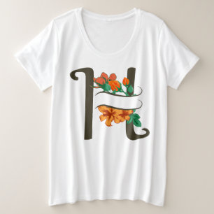 Letra mayúscula Monograma floral H