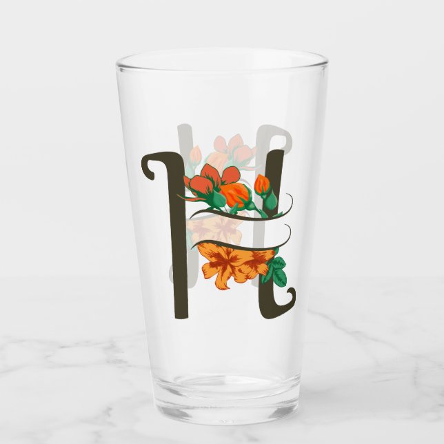 Letra mayúscula Monograma floral H (Anverso)