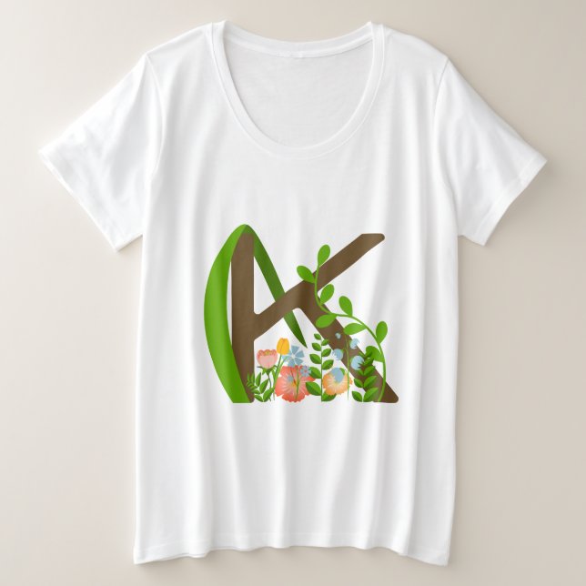 Letra mayúscula monograma floral K (Anverso del diseño)