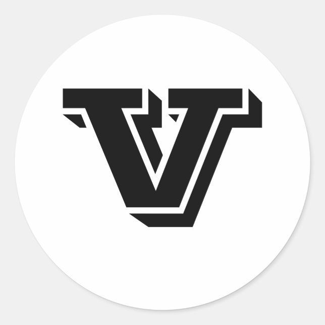 Letra mayúscula V Pegatinas redondos pequeños por  (Anverso)