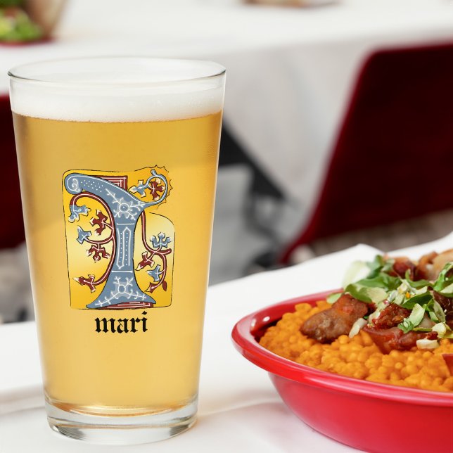 Letra medieval azul y marfil rojo iluminada con le (Subido por el creador)