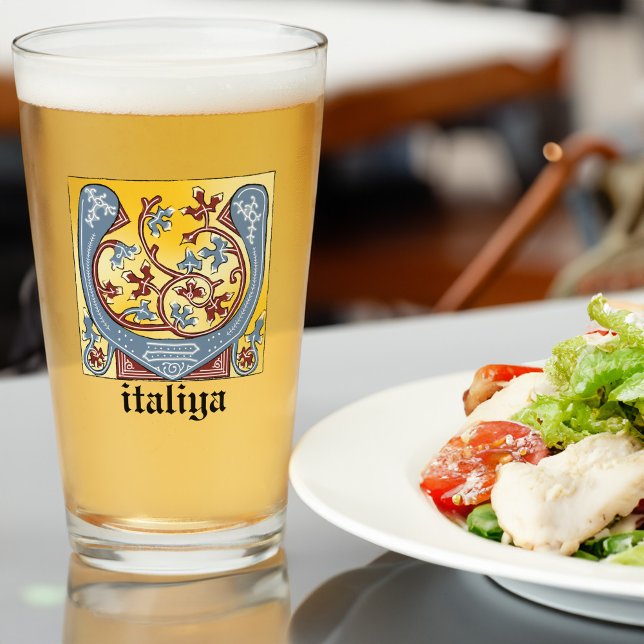 Letra medieval azul y marfil rojo iluminada V (Subido por el creador)