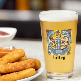 Letra medieval azul y marfil rojo iluminada W