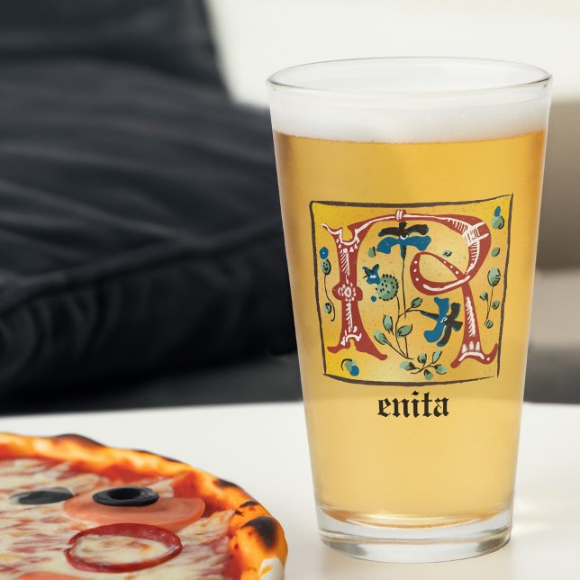 Letra medieval floral iluminada con monograma R (Subido por el creador)