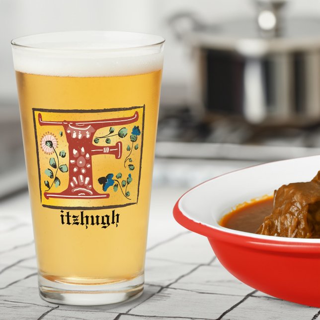 Letra medieval floral iluminada F Monograma (Subido por el creador)