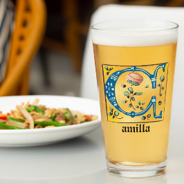 Letra medieval floral iluminada Monograma C