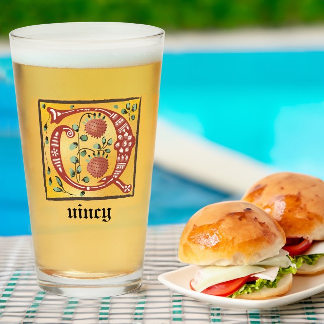 Letra medieval floral iluminada monograma Q (Subido por el creador)