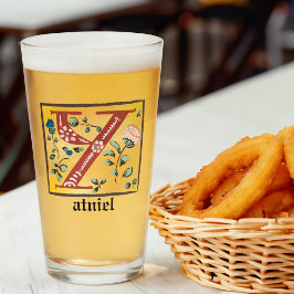 Letra medieval floral iluminada y monograma