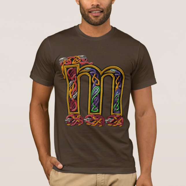 Letra medieval "M" camiseta de los amantes de la h (Anverso)