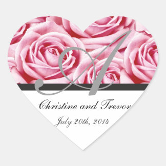 Letra monograma a Pegatina de rosas rosadas