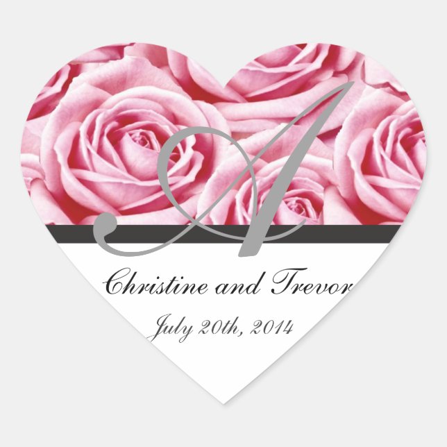 Letra monograma a Pegatina de rosas rosadas (Anverso)