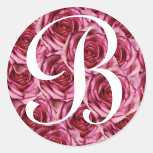 Letra monograma B Pegatina de rosas rosadas