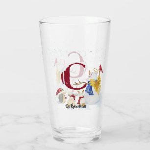 Letra monograma C Navidades de nieve Angel Snowman