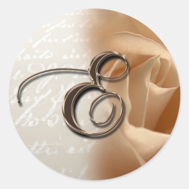 Letra monograma E Rosa Sello para sobres Boda foto (Anverso)