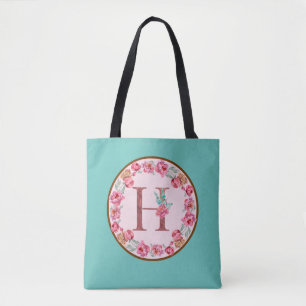 Letra monograma H con bolsa de té con imagen de la