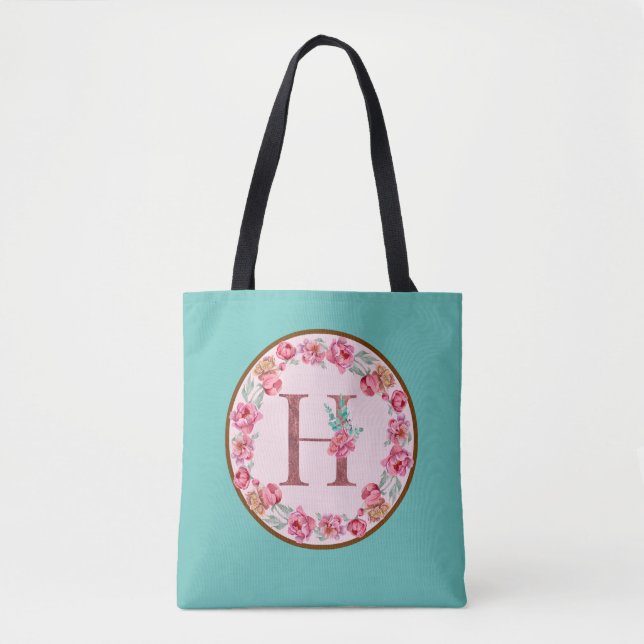 Letra monograma H con bolsa de té con imagen de la (Anverso)