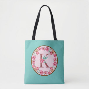 Letra monograma K con bolsa de té con imagen de la