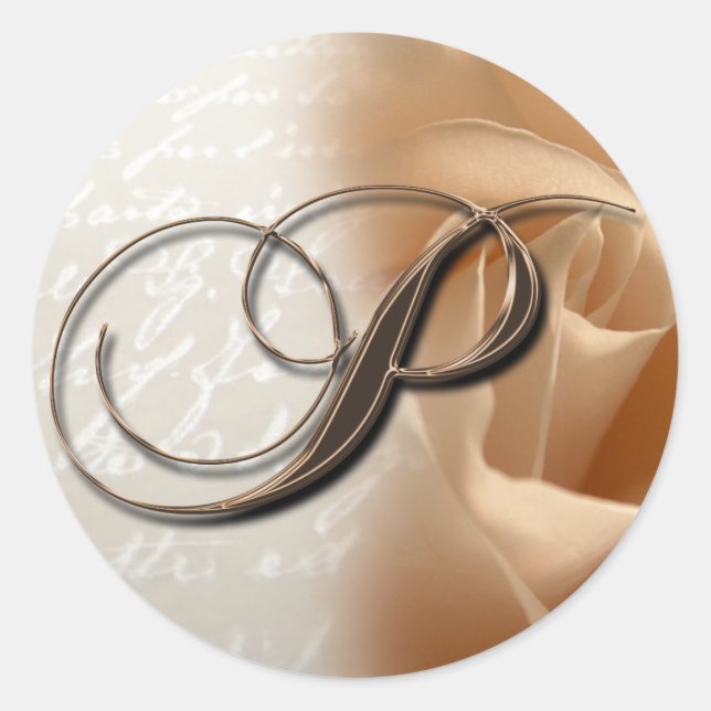 Letra monograma P Boda Pegatina sobre (Anverso)