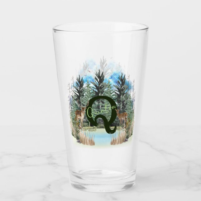 Letra monograma personalizada del ciervo acuarela  (Anverso)