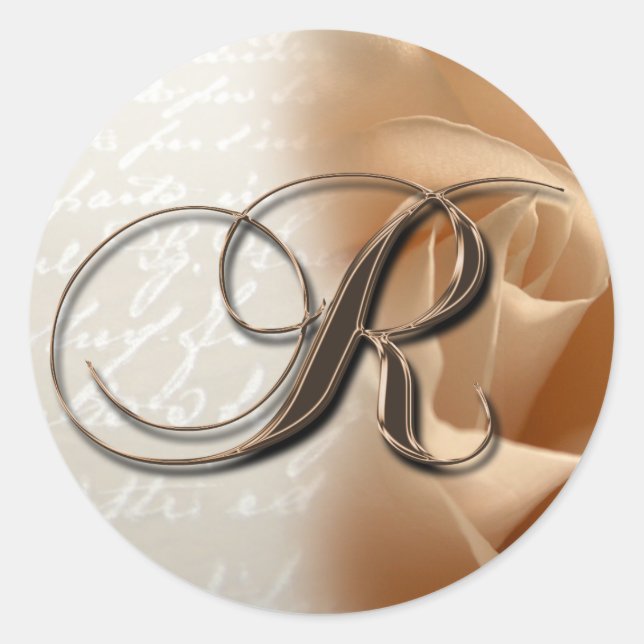 Letra monograma R Sello para sobres Boda (Anverso)