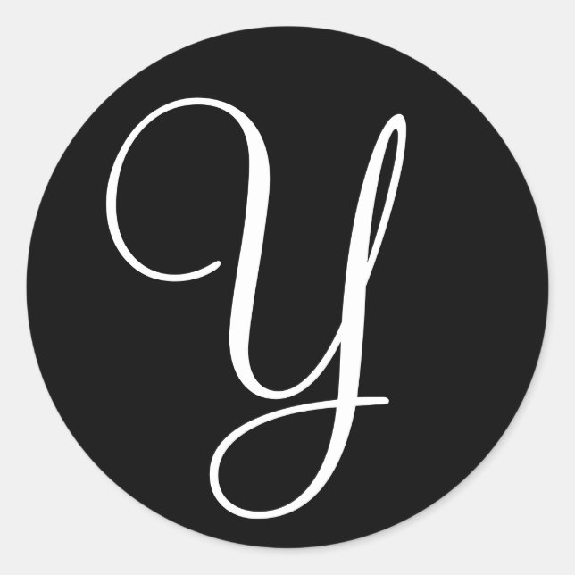 Letra monograma Sello para sobres Boda blanco negr (Anverso)