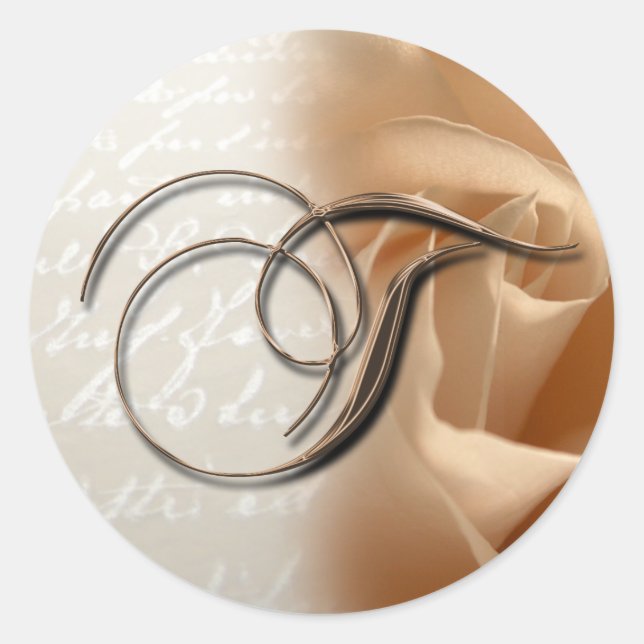 Letra monograma T Sello para sobres Boda (Anverso)