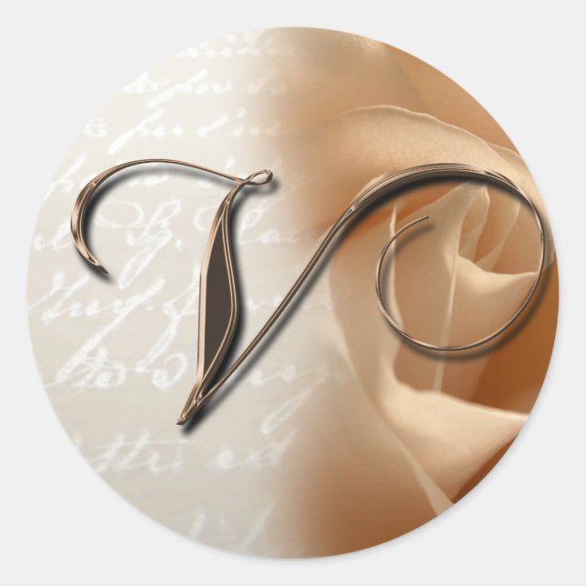 Letra monograma V Sello para sobres Boda (Anverso)