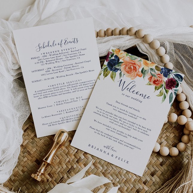 Letra Multicolor elegante Boda floral de bienvenid (Subido por el creador)