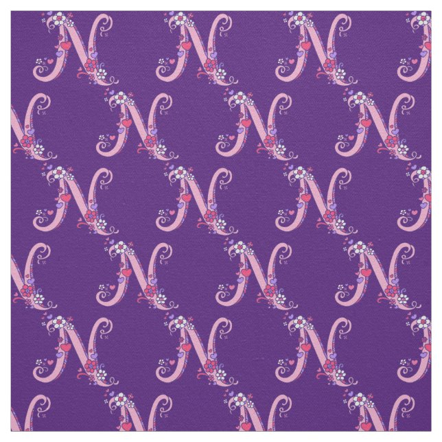 Letra N monograma tela personalizado de texto deco (Retal)