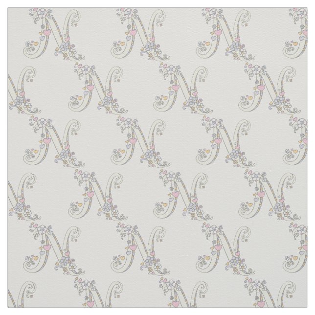 Letra N monograma tela personalizado de texto deco (Retal)