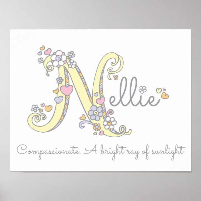 Letra N Nellie nombre de arte del doodle inicial q (Frente)